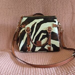 Dooney & Bourke Zebra Print Satchel with Brown Accents